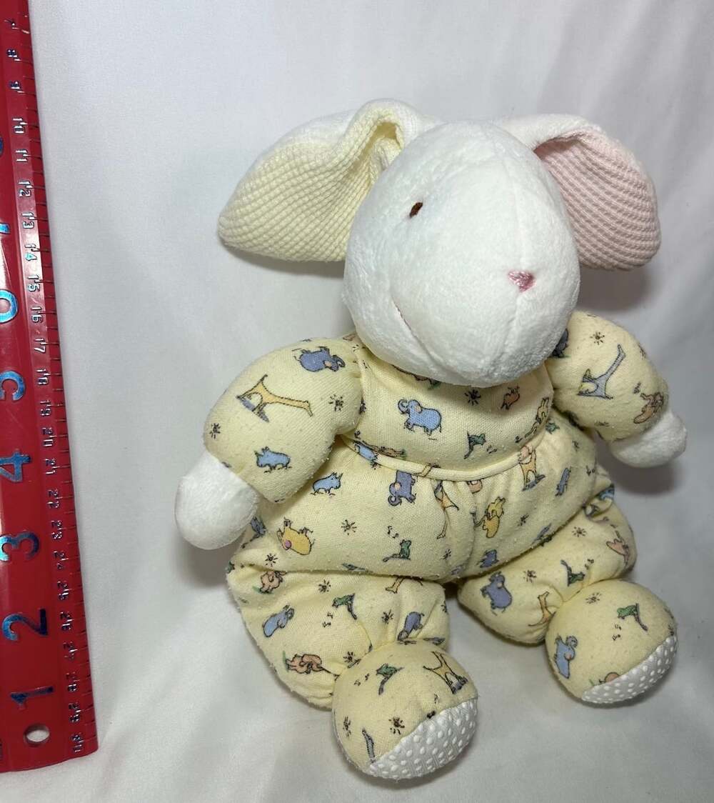 Carter's Prestige White Bunny Rabbit Plush Baby yellow PJs rattle